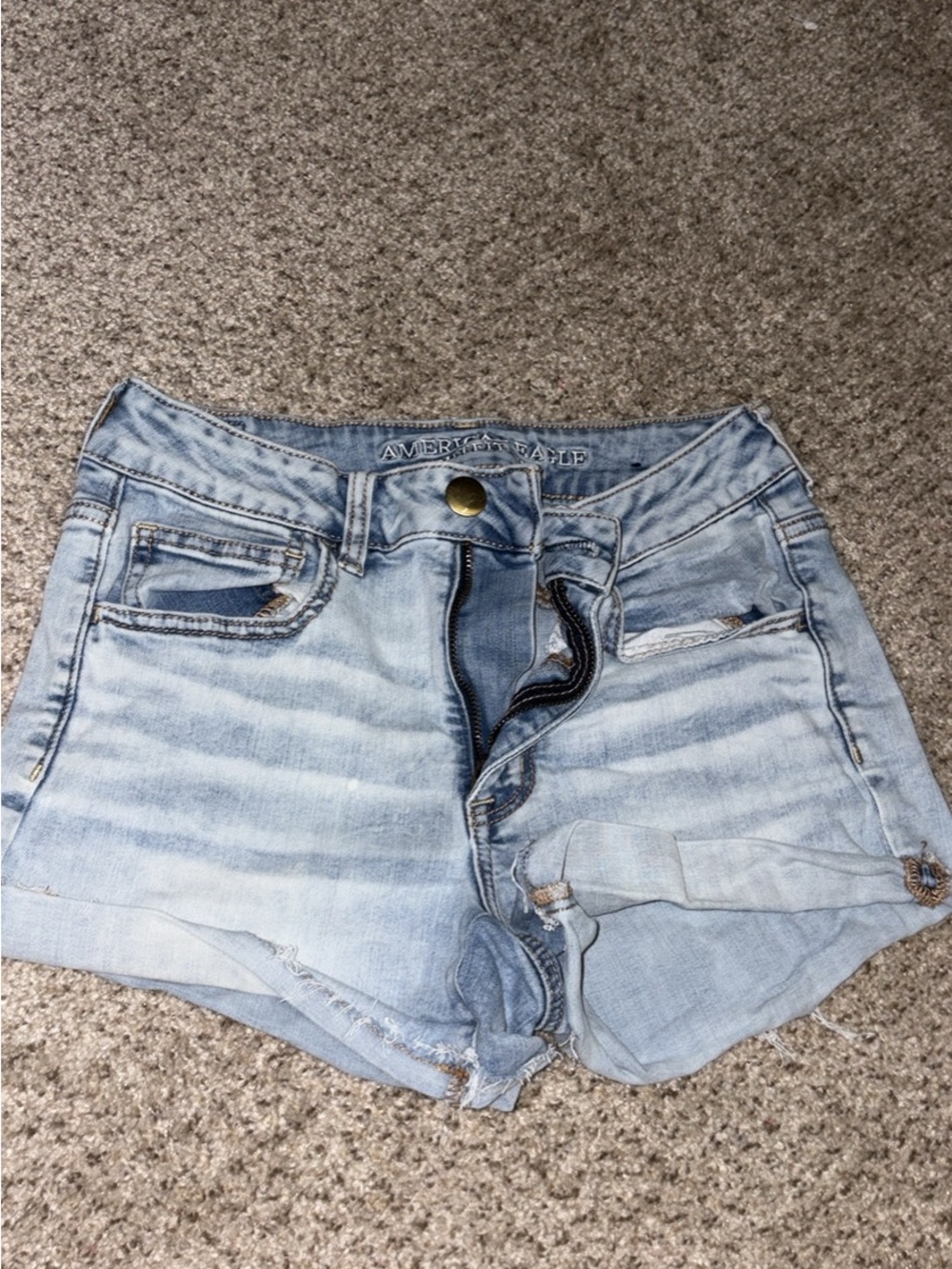 American Eagle Outfitters Faded Light Blue Denim Cutoff Shorts